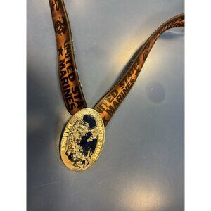 VINTAGE USMC MARINE CORP Leather Buckle/Belt  Sz 52 EUC Brass USA